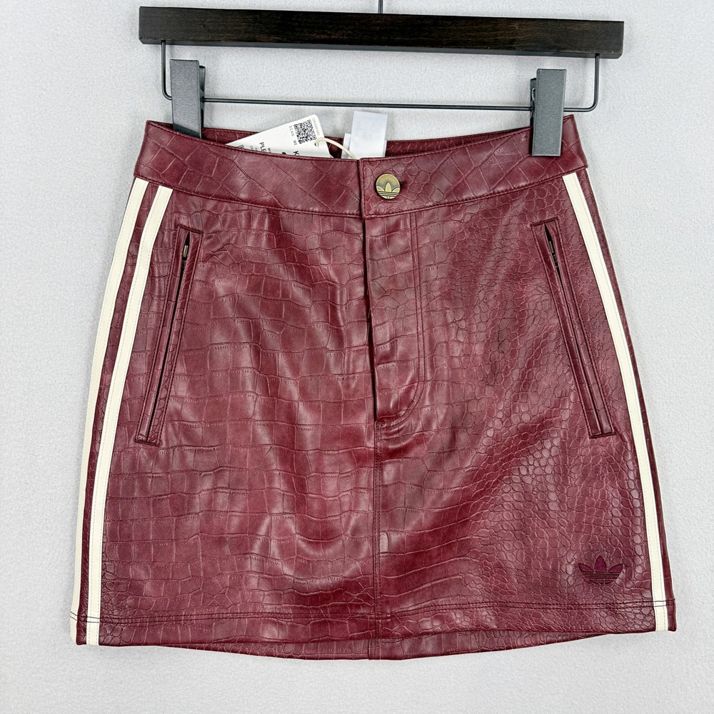 Adidas Pleather Skirt 'Maroon' / Size 2 / KD8785, NEW